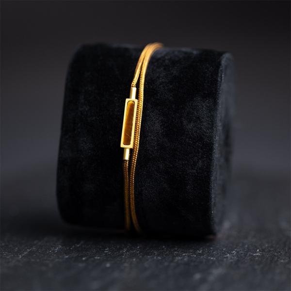 1,5 mm braunes Nylonarmband mit einem Tigerauge-Stein - Talis Brown Gold